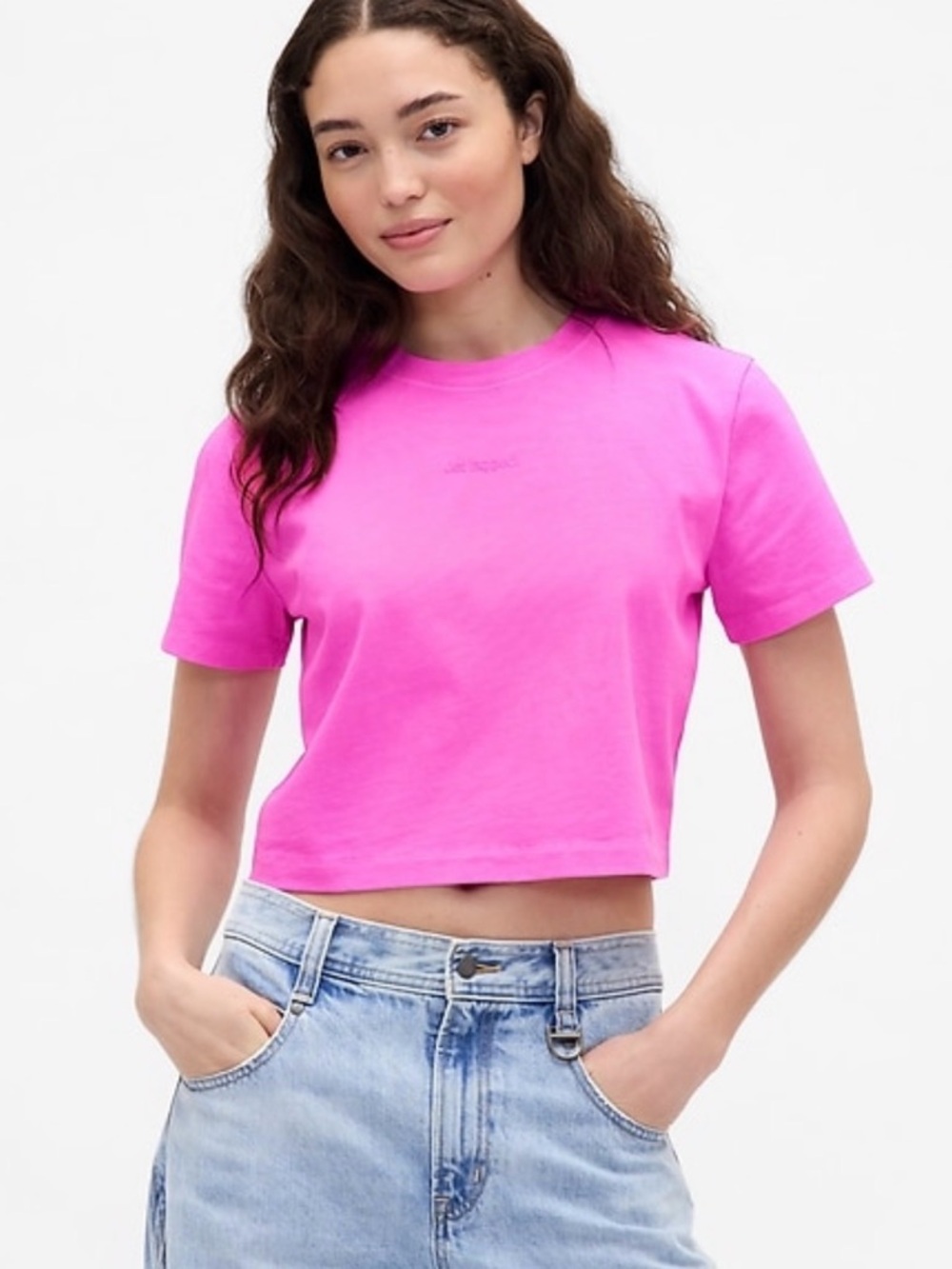 NWT: GAP Hot Pink Cropped Crew Tee